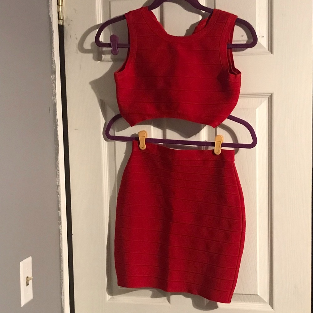 Two piece bandage top and skirt